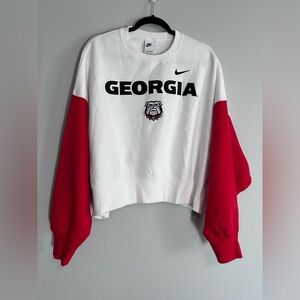 Georgia Bulldogs college crop oversized boxy sweatshirt Nike sports large NEW